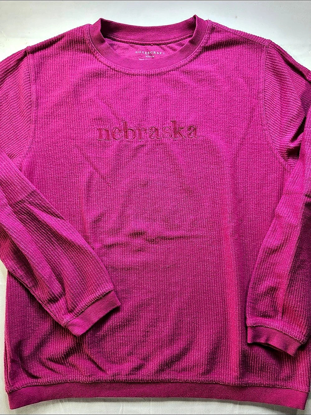 Boxercraft Nebraska Embroidered Sweatshirt in Pink Size Medium